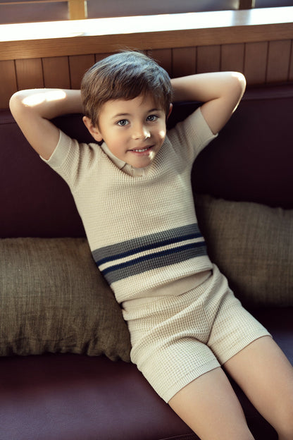 Waffle Knit Striped 2Pc Set
