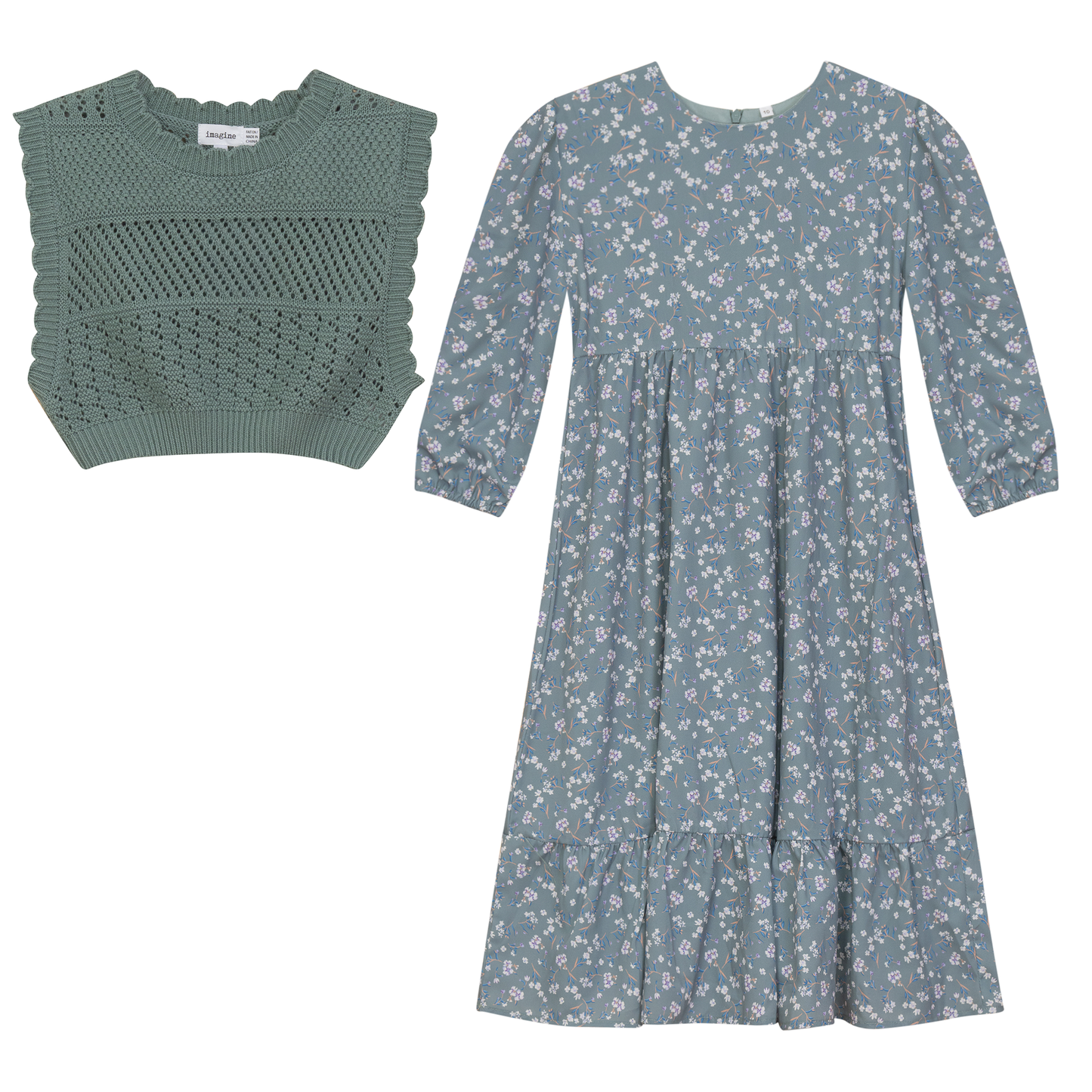 Woven Floral Dress with Vest