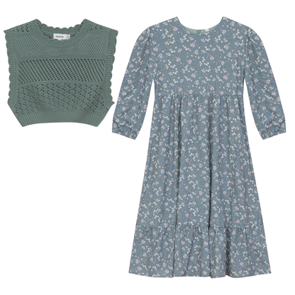 Woven Floral Dress with Vest