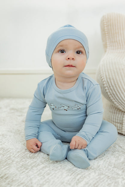 Balerina Plane Print Onesie with Hat