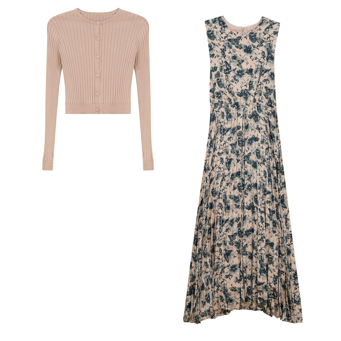 Pleated Printed Jumper Set