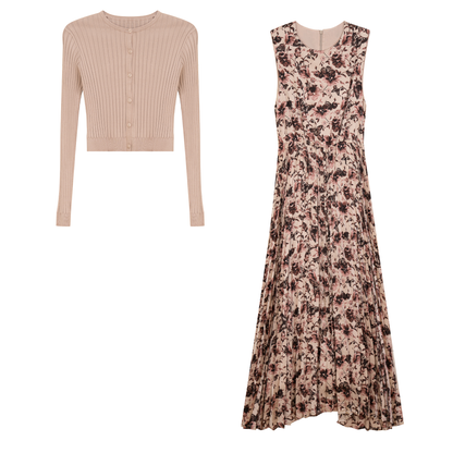 Pleated Printed Jumper Set