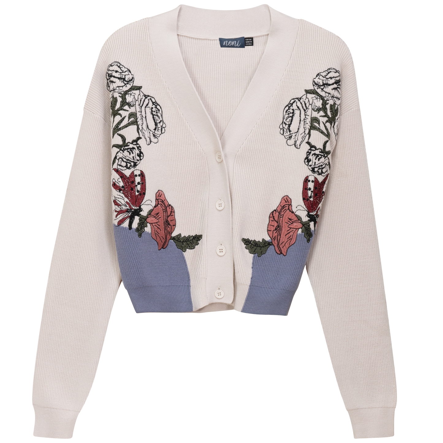 Embroidered Cropped Cardigan
