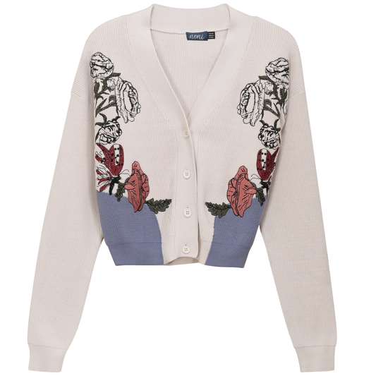 Embroidered Cropped Cardigan