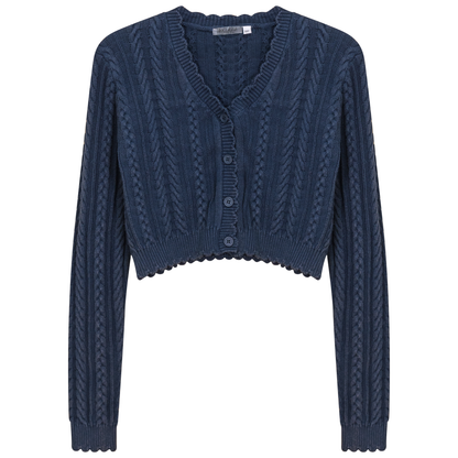 Distressed Braided Knit Cardigan