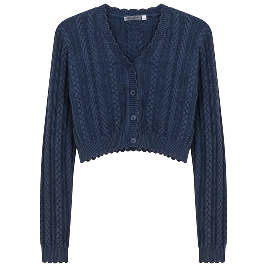 Distressed Braided Knit Cardigan