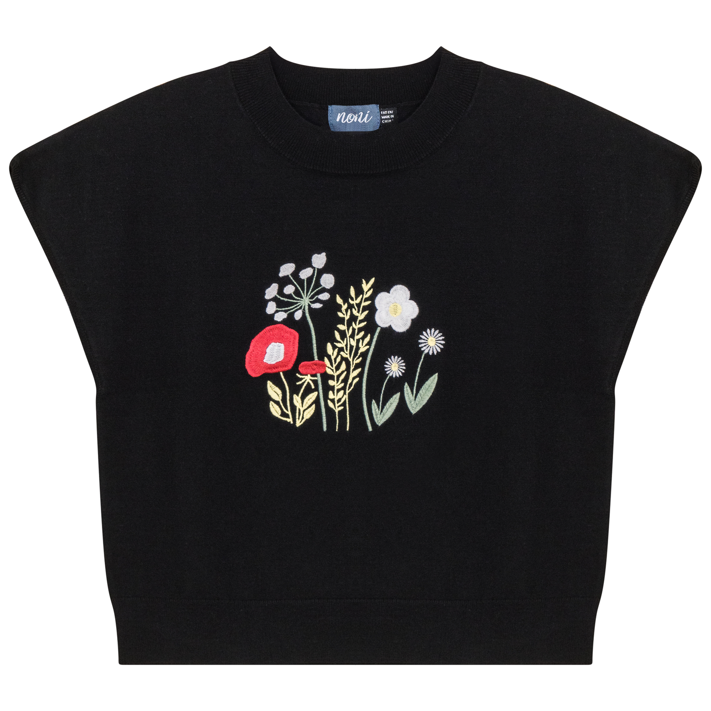 Floral Embroidered Crop Vest