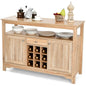 Wood Sideboard Dining Buffet Server Cabinet with Wine Rack and Storage | Kitchen + Metal