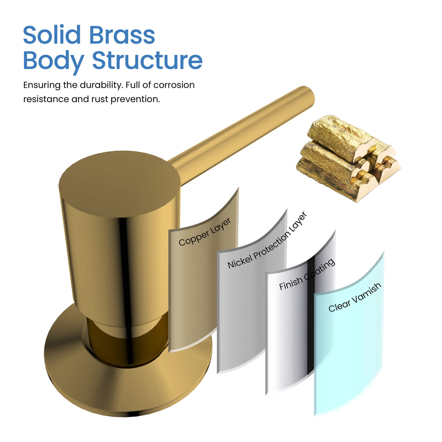 Kitchen Lead Free Solid Brass Construction Soap Dispenser