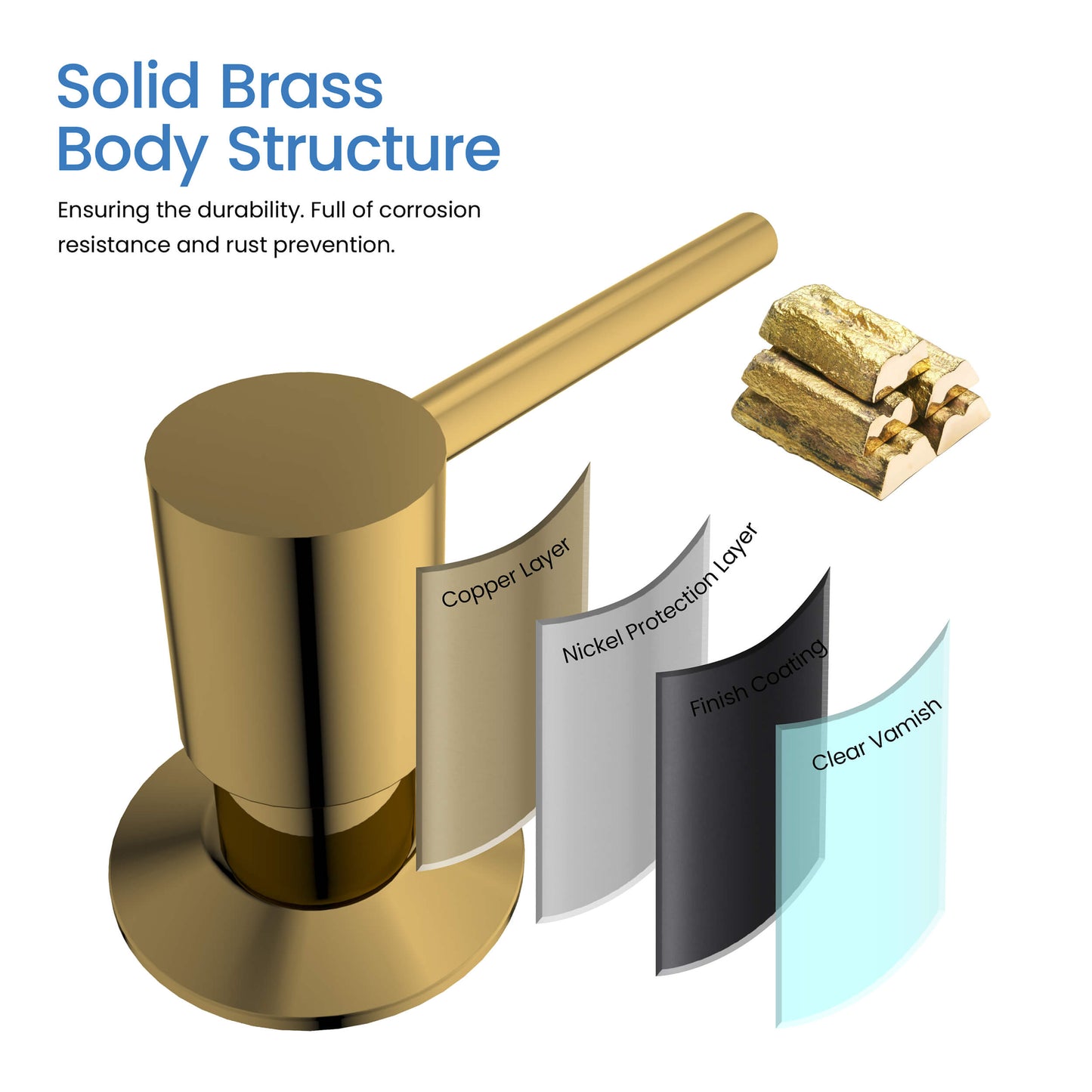 Kitchen Lead Free Solid Brass Construction Soap Dispenser