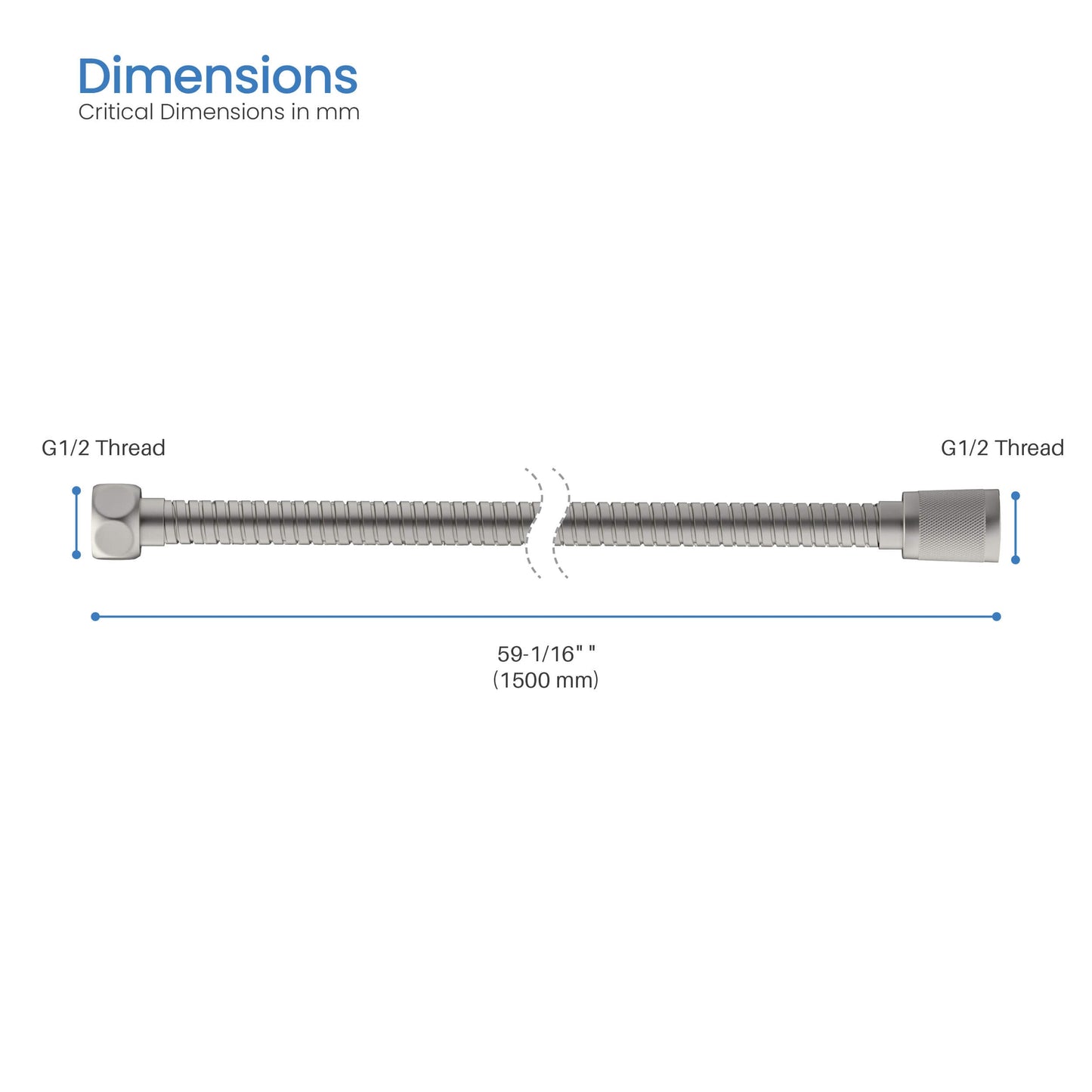 60" Stainless Steel Braided Shower Hose