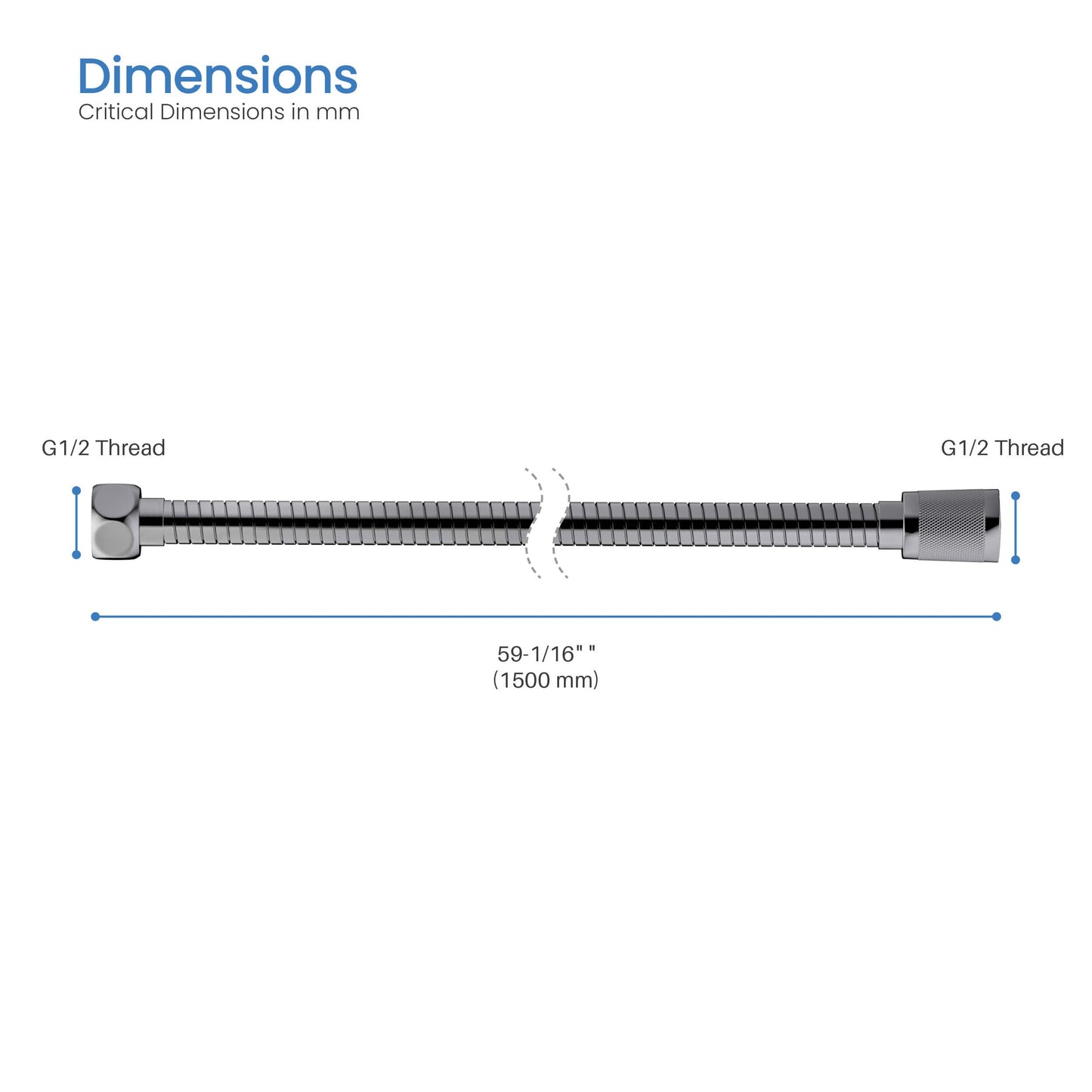 60" Stainless Steel Braided Shower Hose