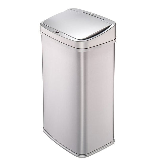 Silver 13-Gallon Stainless Steel Kitchen Trash Can with Motion Sensor | Trash Cans | Kitchen [Metal] | Kitchen + Metal