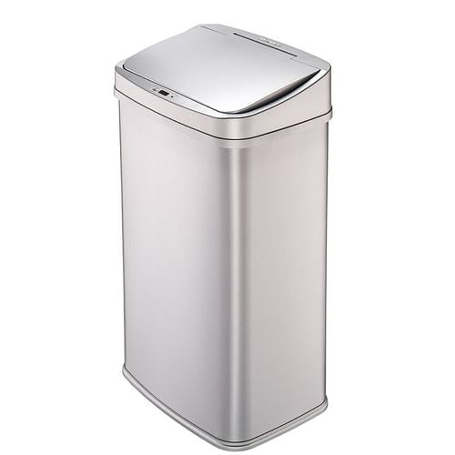 Silver 13-Gallon Stainless Steel Kitchen Trash Can with Motion Sensor | Trash Cans | Kitchen [Metal] | Kitchen + Metal