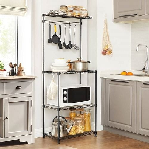 Heavy Duty Black Metal Kitchen Dining Bakers Rack Microwave Stand | Kitchen [Metal] | Kitchen + Metal