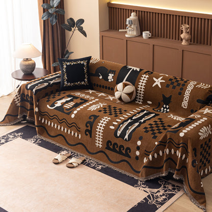 Boho Chic Woven Throw Blanket for Couch, Washable Couch Cover for Pets, Dogs, Cats