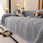 Plush Sherpa Fleece Sofa Cover with 3D Cable Knit Texture, Soft Cozy Throw Blanket