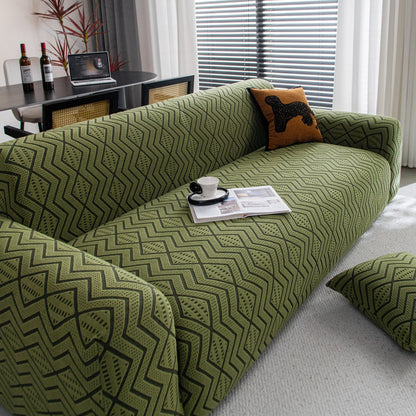 Modern Geometric Jacquard Sofa Slipcover, High Stretch 1-Piece Textured Couch Cover