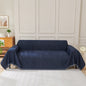 Solid Color Chenille Sofa Throw Blanket, Modern Decor Soft Couch Cover with Fringes