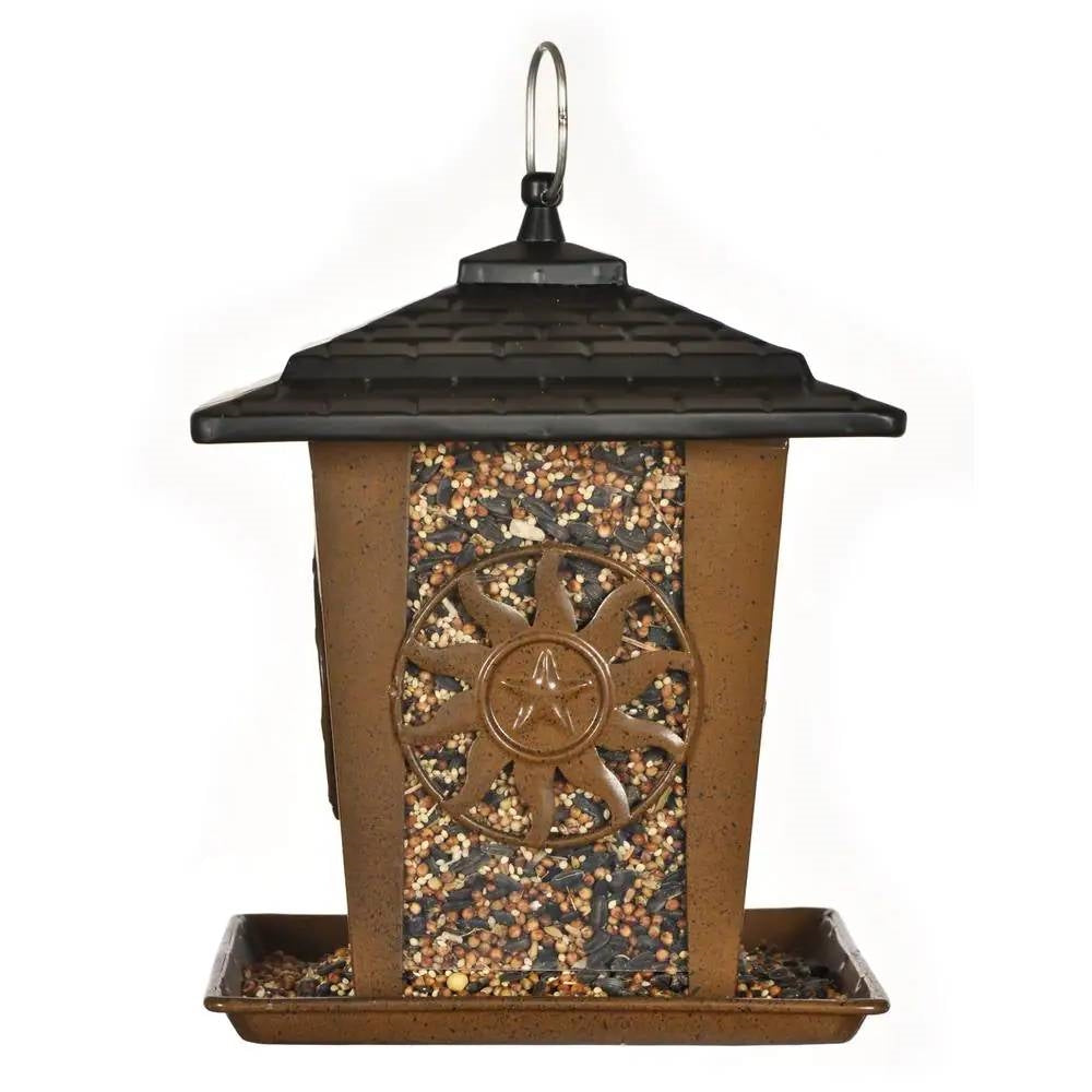 Heavy Duty Lantern Style Bird Feeder with Four Wide Perching Areas
