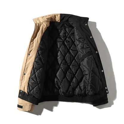 Thick Color Block Workwear Cotton Jacket