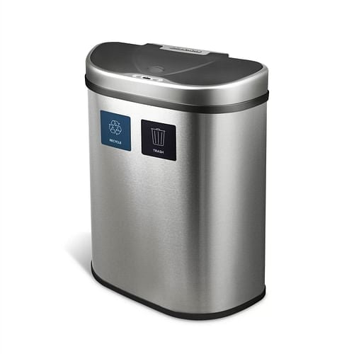 Dual Stainless Steel 18-Gallon Trash Can Recycle Bin with Motion | Kitchen [Metal] | Kitchen + Metal