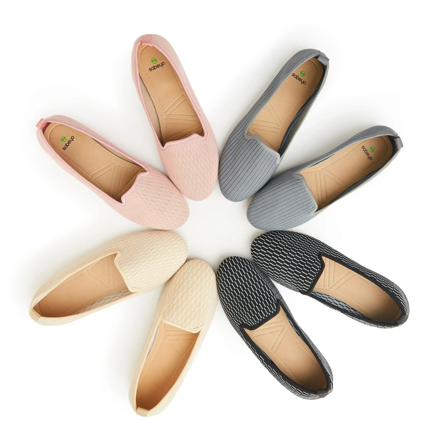SOBEYO Women's Ballet Flats Sweater Soft Rubber Sole Slip On Casual