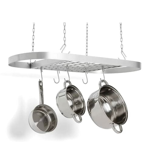 Heavy Duty Carbon Steel Ceiling Mount Kitchen Pot Rack with 16 Hanging | Kitchen [Metal] | Kitchen + Metal
