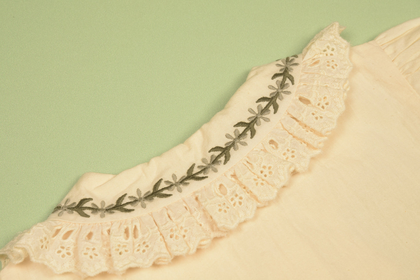 Green Gingham Pinafore Dress and Blouse Set