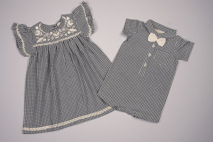 Embroidered Yoke Eith Ruffle Sleeves  Dress