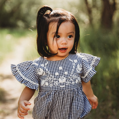 Embroidered Yoke Eith Ruffle Sleeves Romper