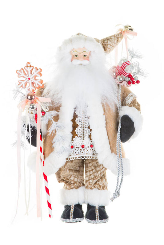 19″ Cream and White Fabric Gingerbread Santa