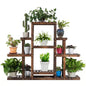 Modern Farmhouse 6-tier Wooden Bookcase Plant Stand Shelving Unit