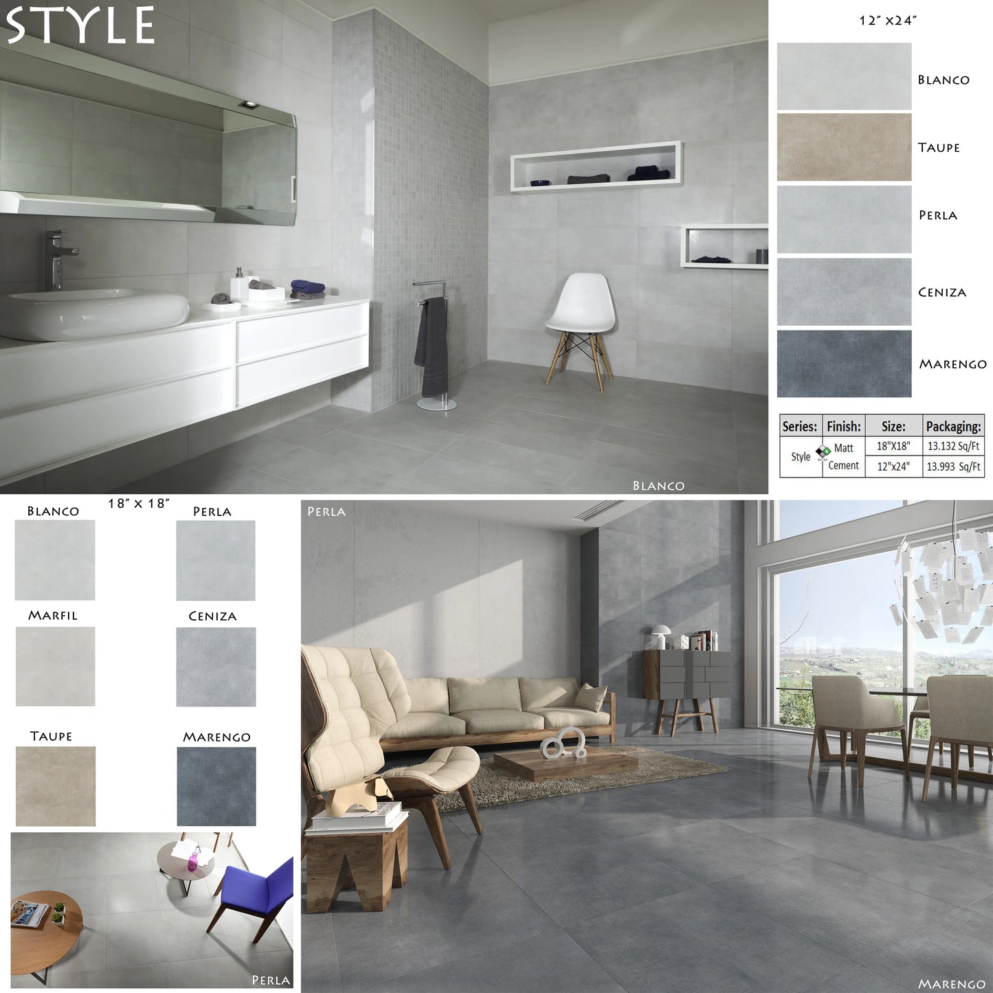 Style Cement Look Porcelain Collection