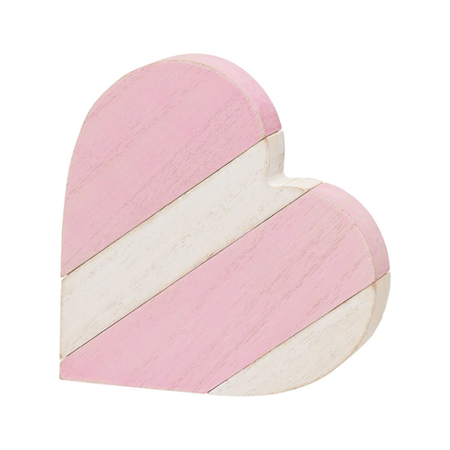 5.5" PINK / WHITE Plank Heart