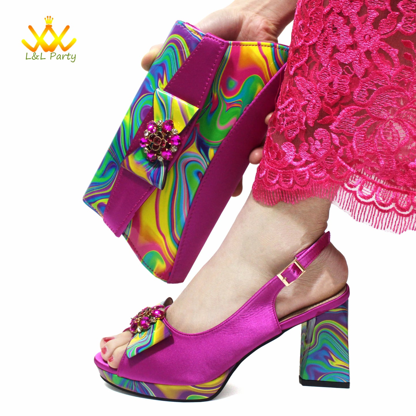 Italian Design Shoes Matching Bag Set