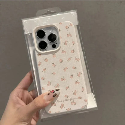 Flower Candy Color Leather Texture Shockproof Cover Phone Case