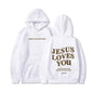 Jesus Loves You Print Pullover Hoodies Women's Hoodie Autumn Winter Men Streetwear Sweatshirt Unisex Hooded Tops Hooded Clothes