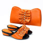 Latest Italian Design Casual Ladies Slippers and bag set