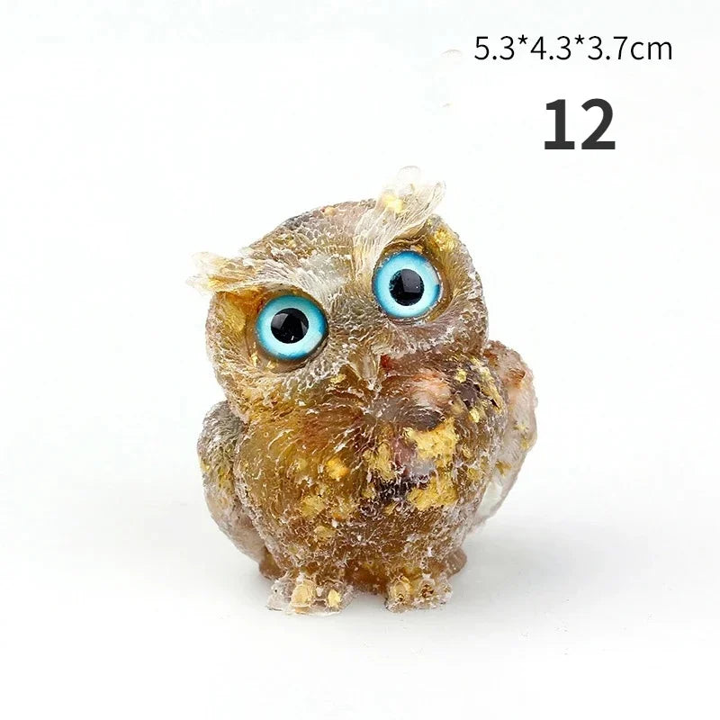 1PCS Crystal Stone Owl Animal Crafts Hand Made Small Figurines DIY Resin Table Decor Home Decor Girls Gifts