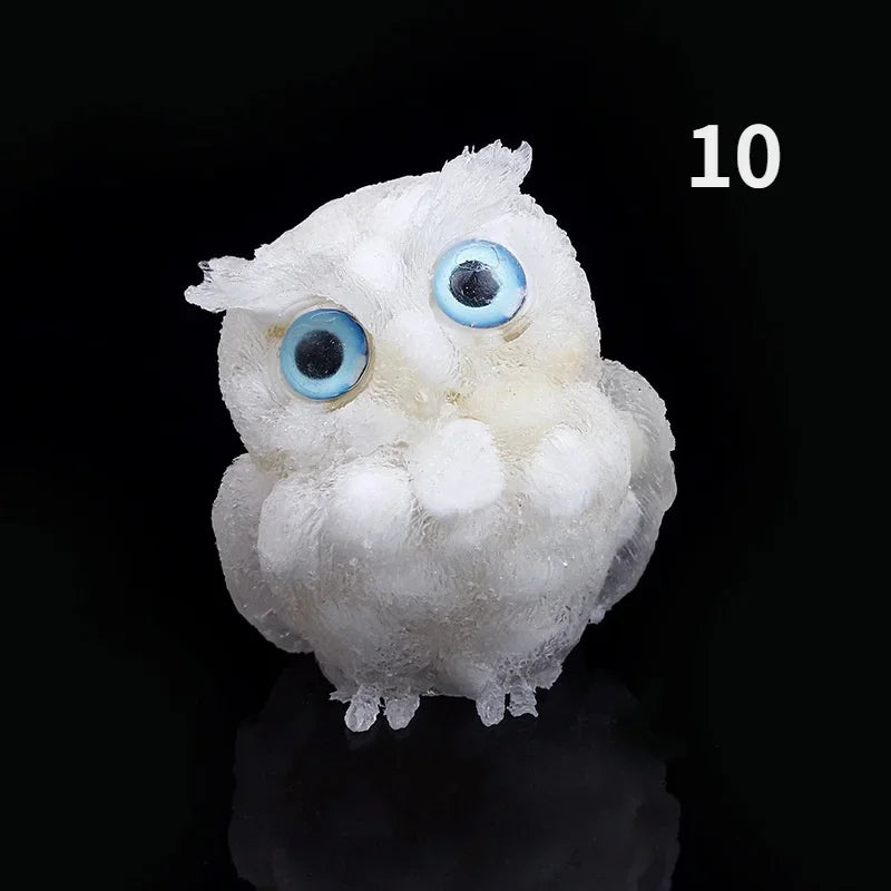 1PCS Crystal Stone Owl Animal Crafts Hand Made Small Figurines DIY Resin Table Decor Home Decor Girls Gifts