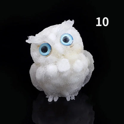 1PCS Crystal Stone Owl Animal Crafts Hand Made Small Figurines DIY Resin Table Decor Home Decor Girls Gifts