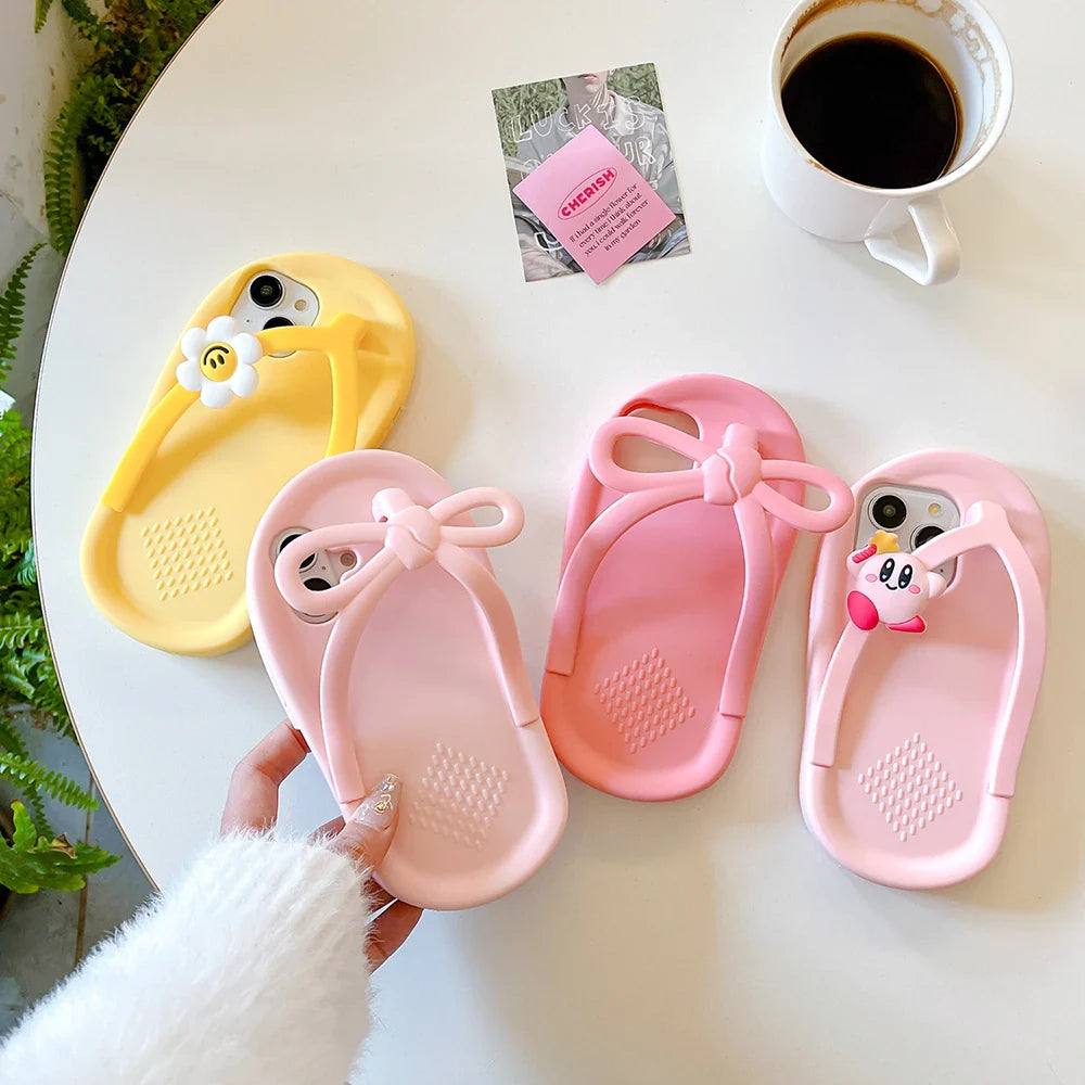 Funny 3D Flower Flip-flops Soft Silicone Phone Case