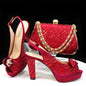 Peep Toe Women's Shoes with Matching Bag Set