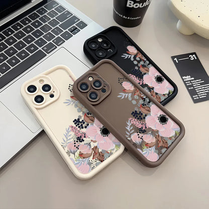 Flower Shockproof Matte Silicone Cover Phone Case
