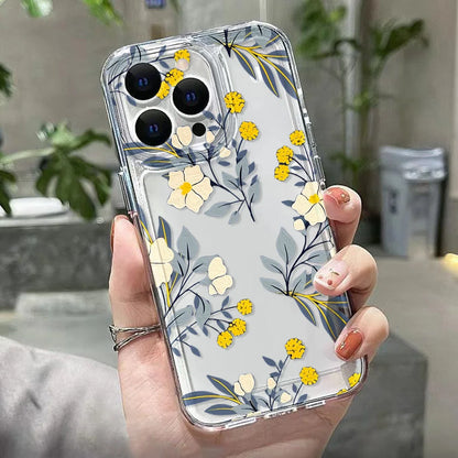 Flower Shockproof Soft Clear Cover For Girl Phone Case