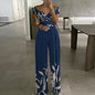 Fashion Printed Off-shoulder Jumpsuit for Women - Casual High-waist Sleeveless One-shoulder Jumpsuit