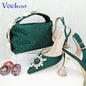 Women's Shoes and Bag Set with Shinning Crystal