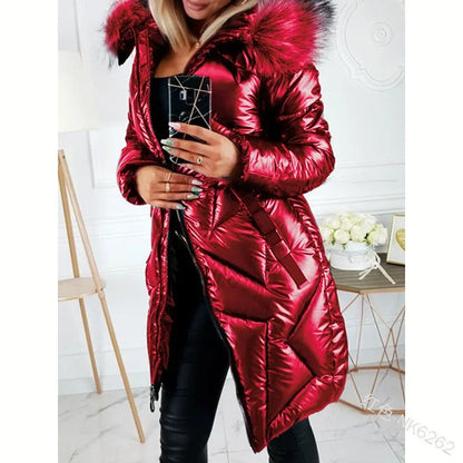 Stylish Women’s Mid-Length Parka with Fur Collar