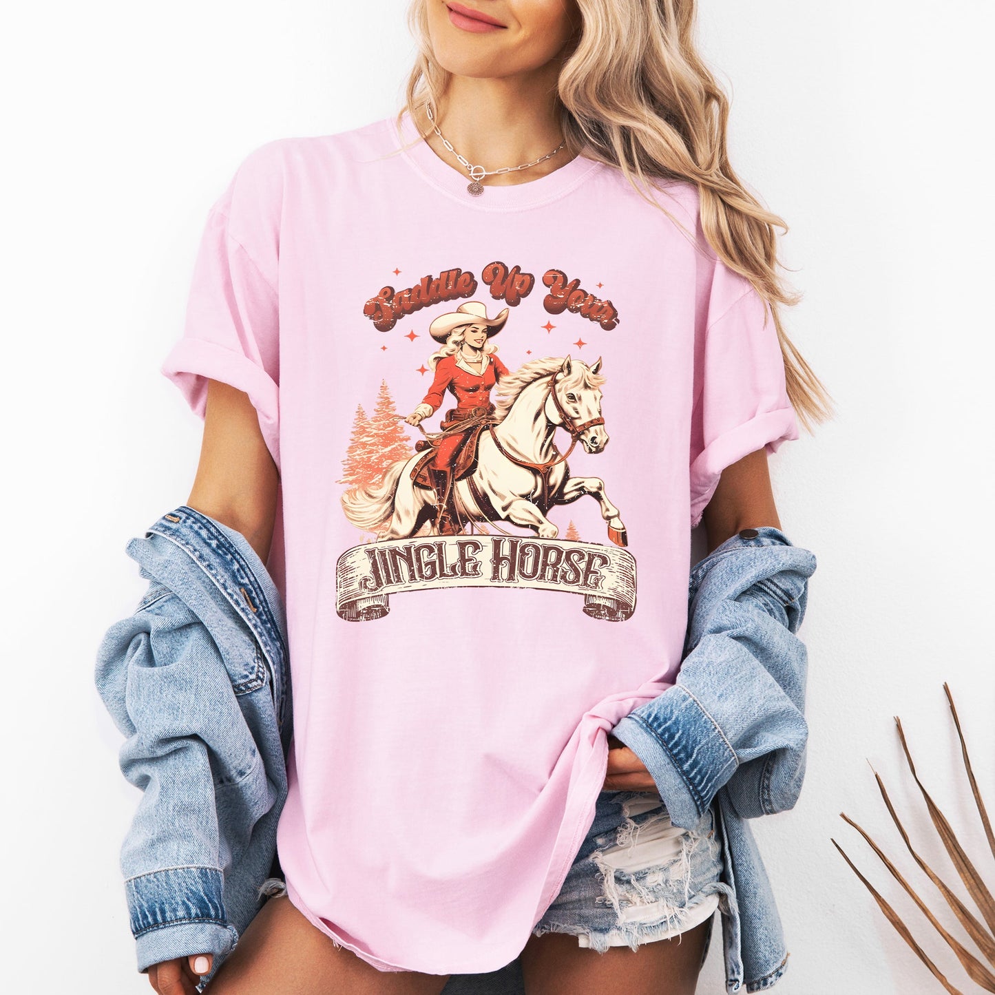 Saddle Up Your Jingle Horse, Cowboy, Cowgirl, Christmas Carol, Western Tshirt Comfort Colors T-Shirt